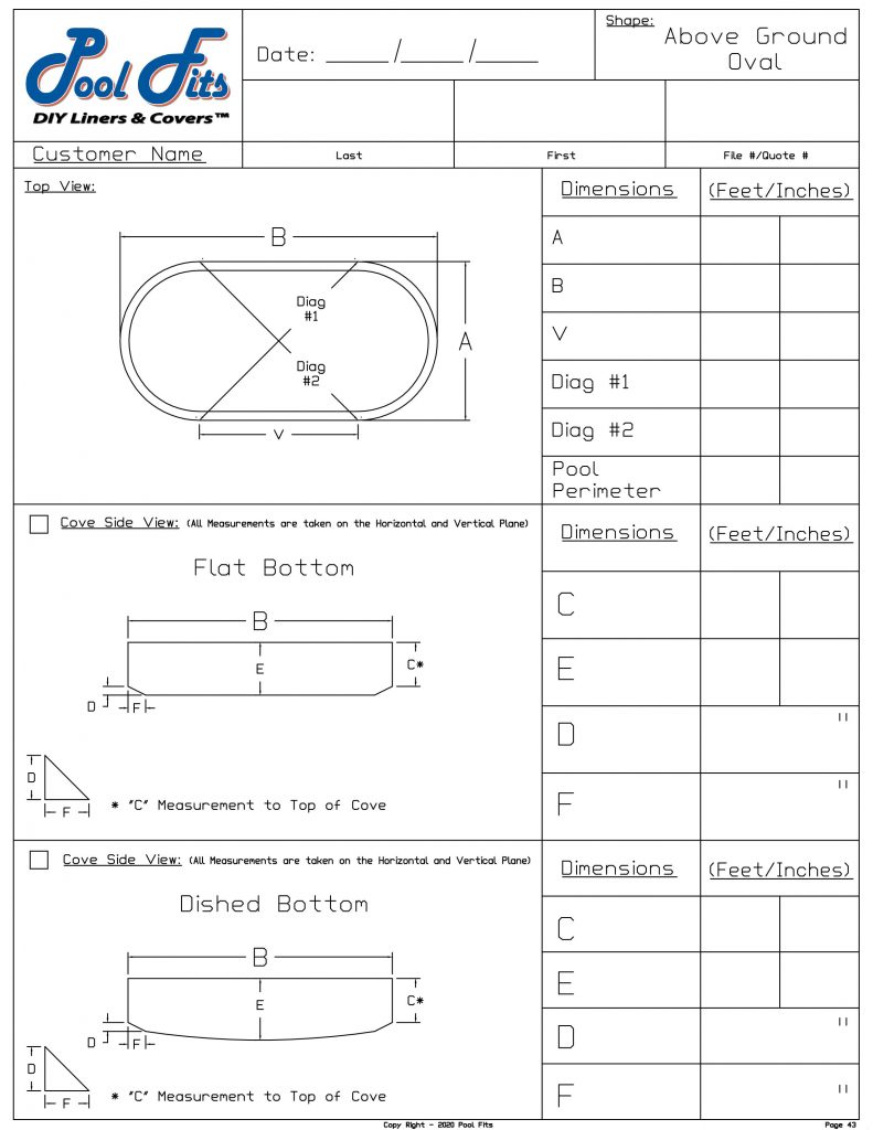 Above Ground Pool Liner Measurement Forms Pool Fits DIY