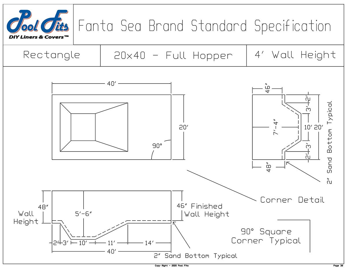 Pool Fits Fanta Sea 20 x 40 Hopper