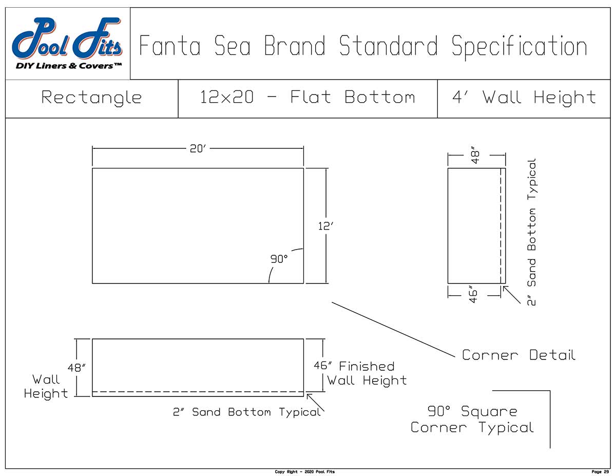 Pool Fits Fanta Sea 12 x 20 Flat Bottom