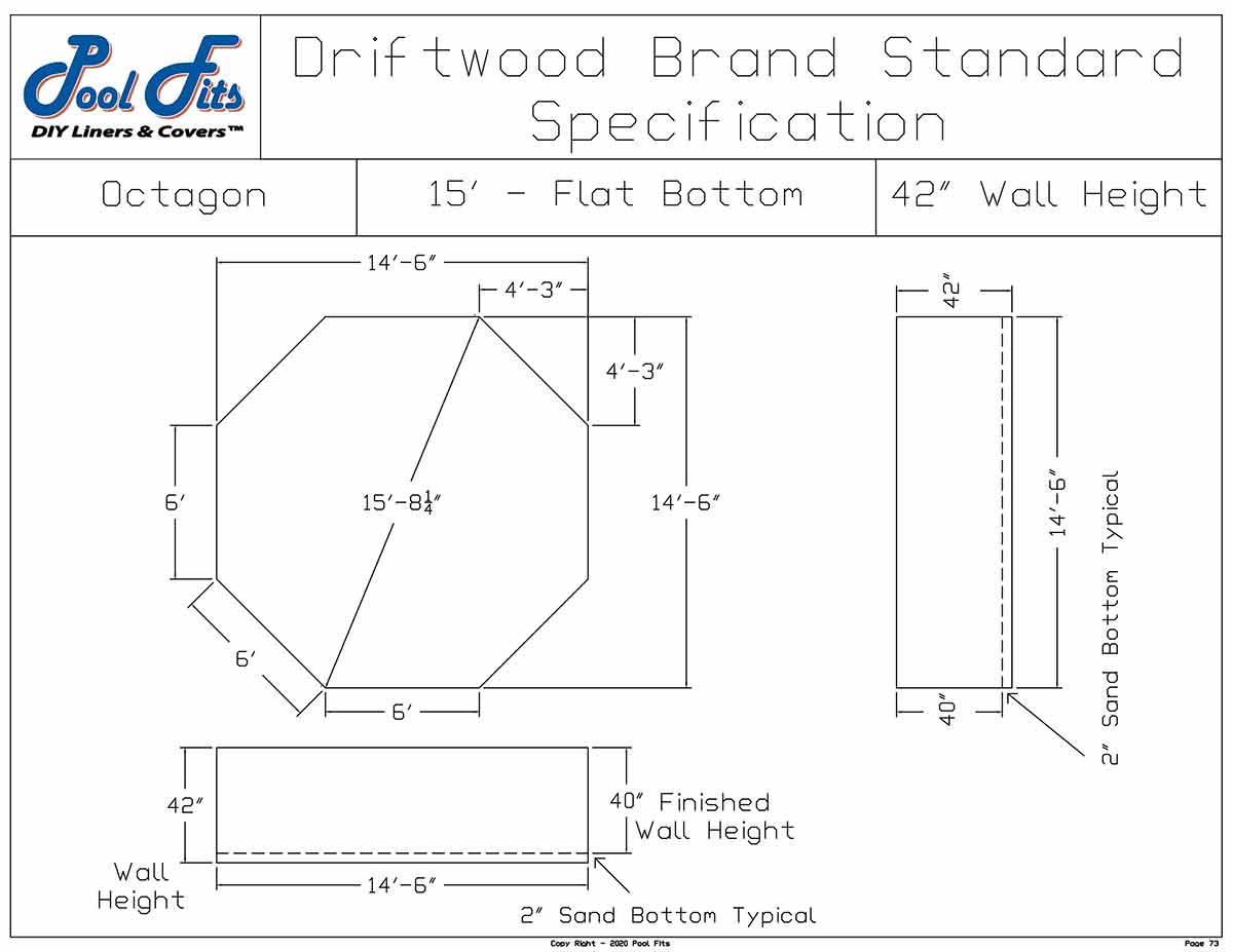 Driftwood 15' Octagon Flat Bottom