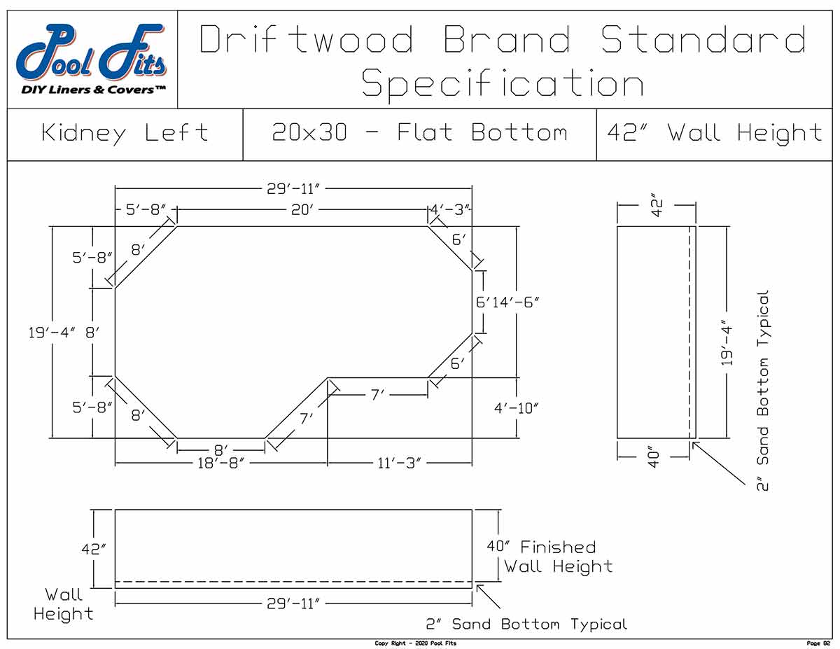 Driftwood 20' x 30' Kindey Left Flat Bottom