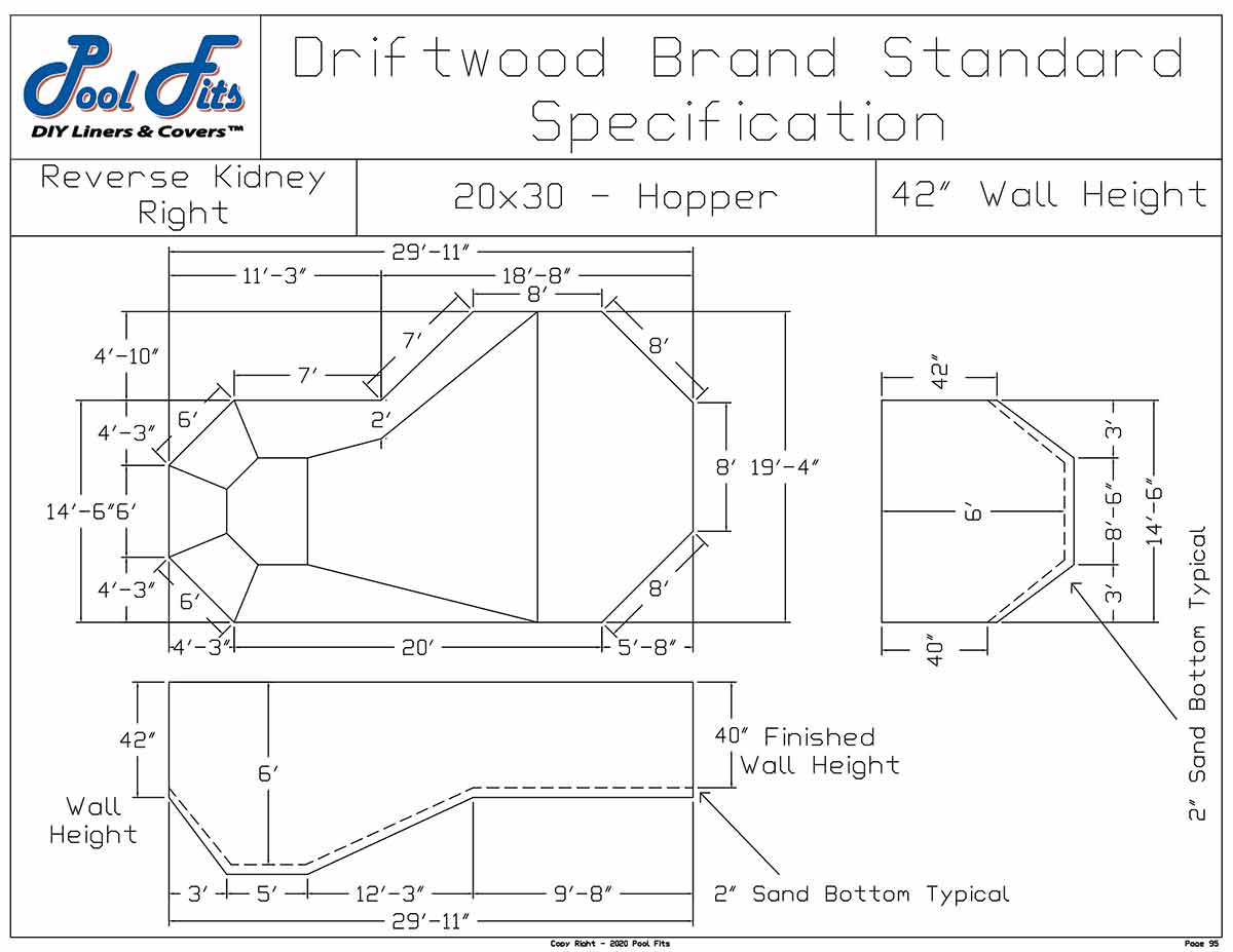 Driftwood 20' x 30' Reverse Kidney Right Hopper
