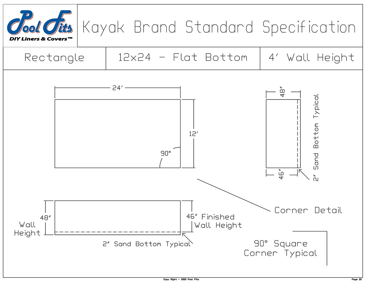 Kayak 12 x 24 Flat Bottom