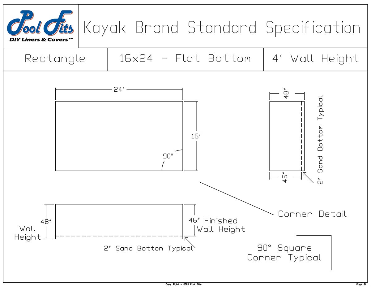 Kayak 16 x 24 Flat Bottom