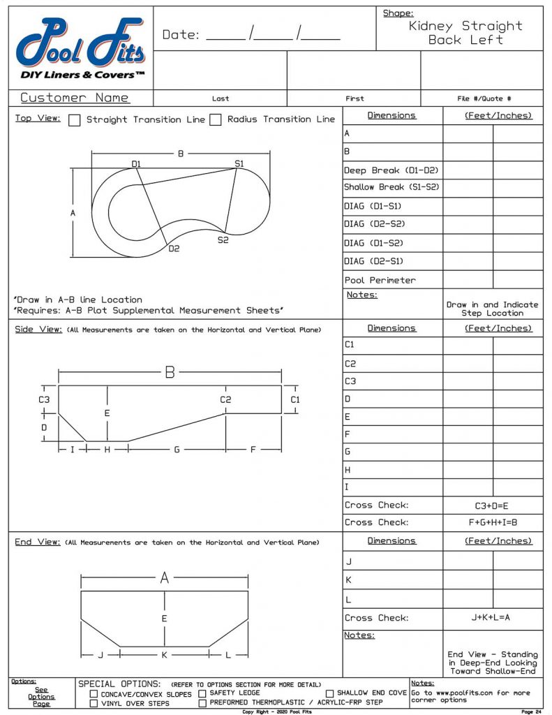 Kidney Stright Back Left Hand Measurement Form