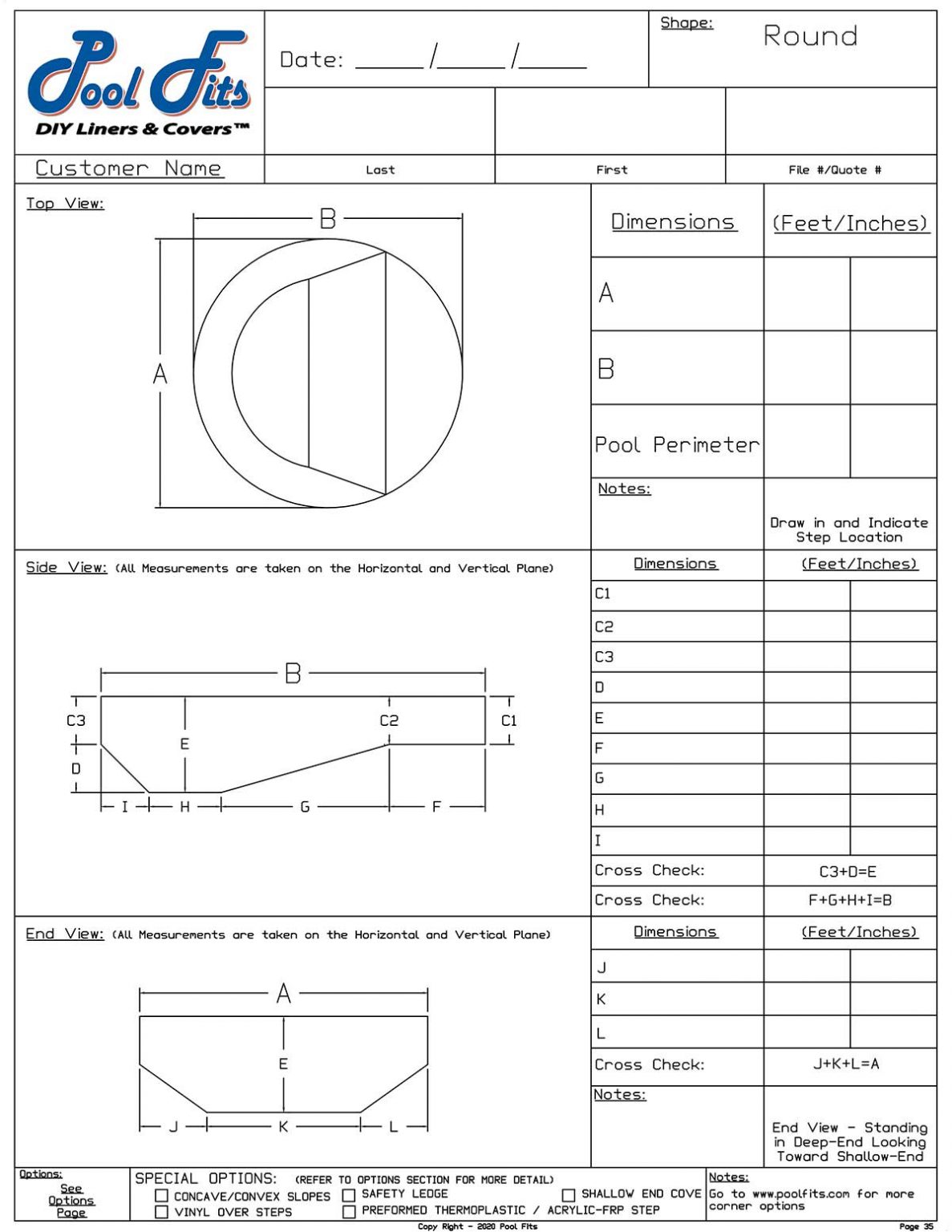 Inground Pool Liner Measurement Forms Info Pool Fits DIY