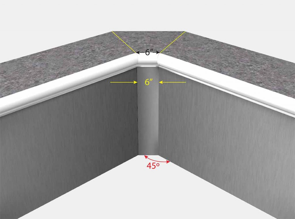 6 Inch Cut Off Corner - Isometric View