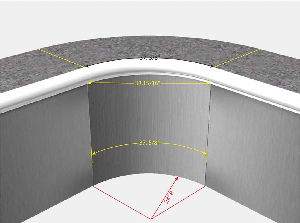2 Foot Radius Corners - Isometric View