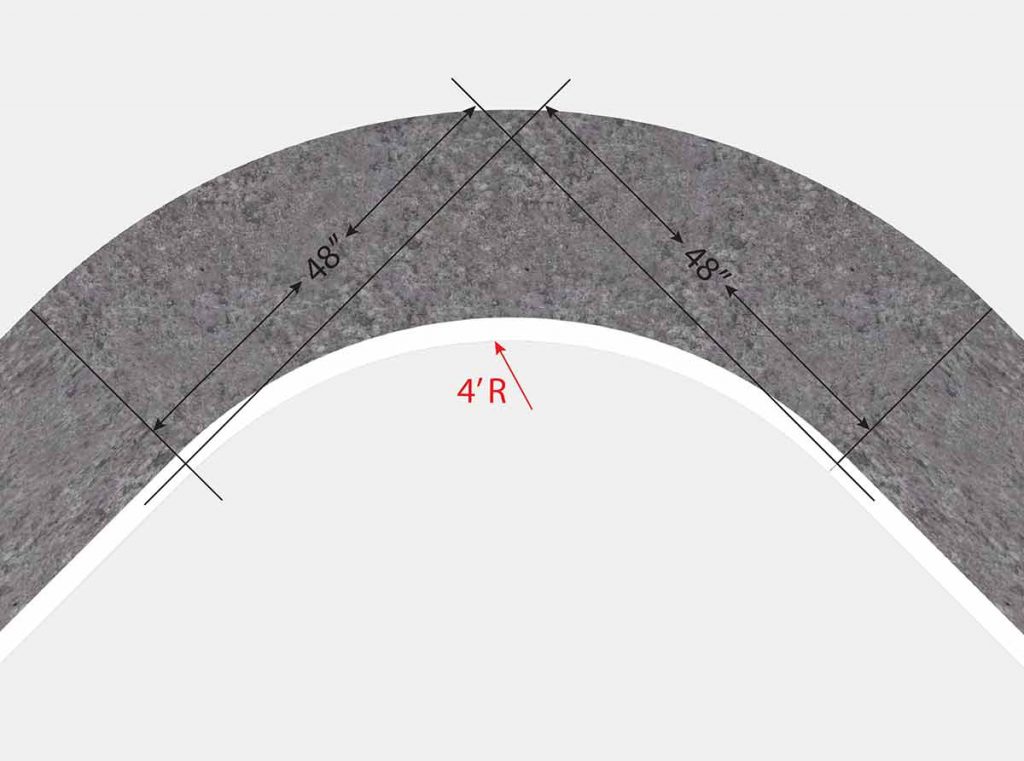 4 Foot Radius Corner - Top View