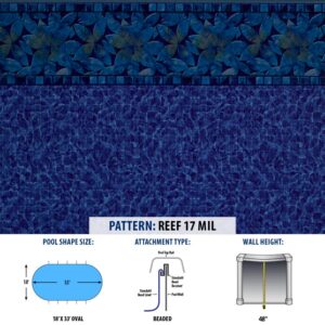 Above Ground 18'x33' Oval Reef Pattern - 48" Beaded Pool Liner