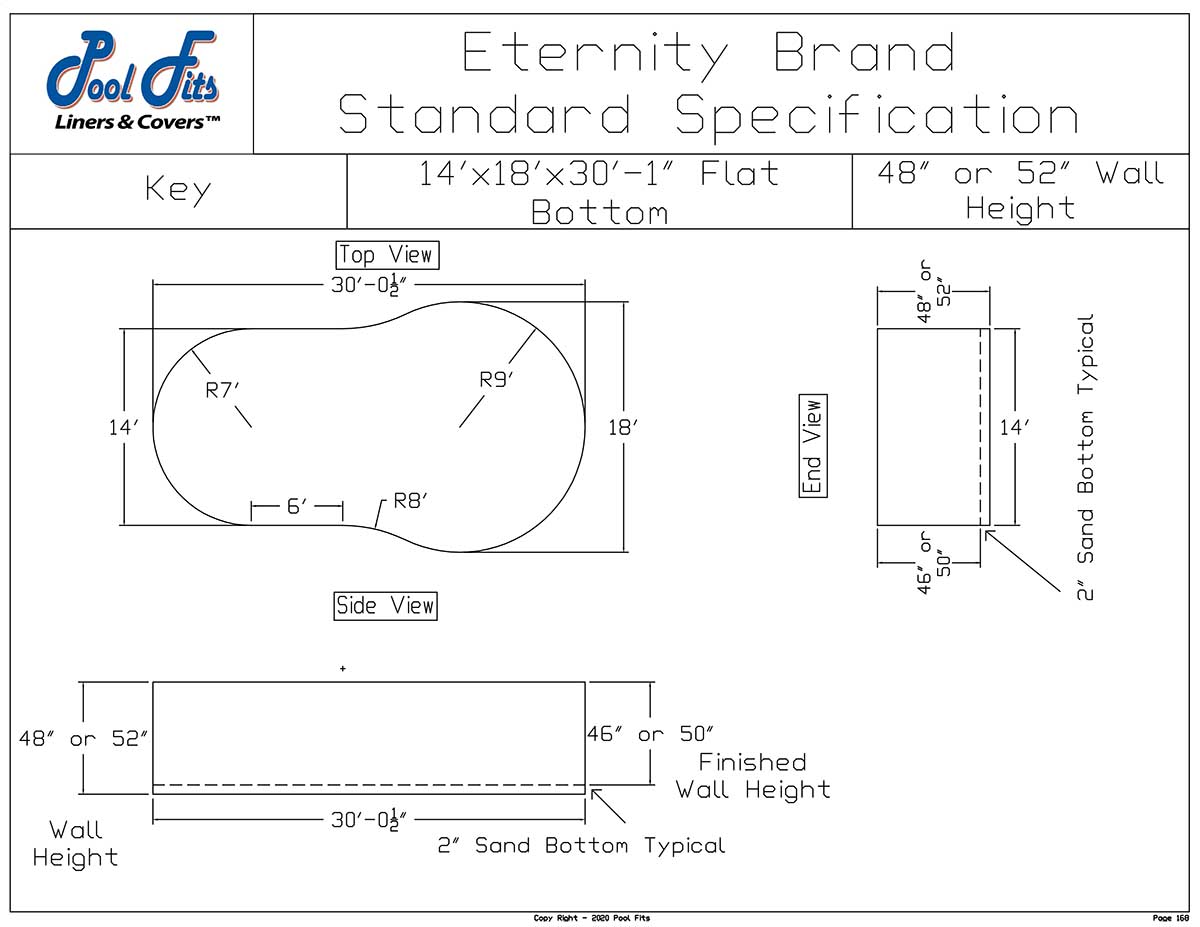 18'x30' Key Eternity Flat Bottom Liner Diagram and Manufacturer Specification