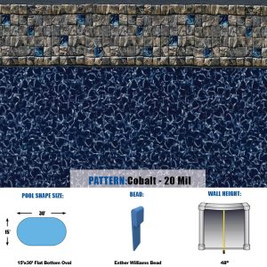 Esther Williams 15'x30' Oval Flat Bottom Cobalt Pattern - 48"