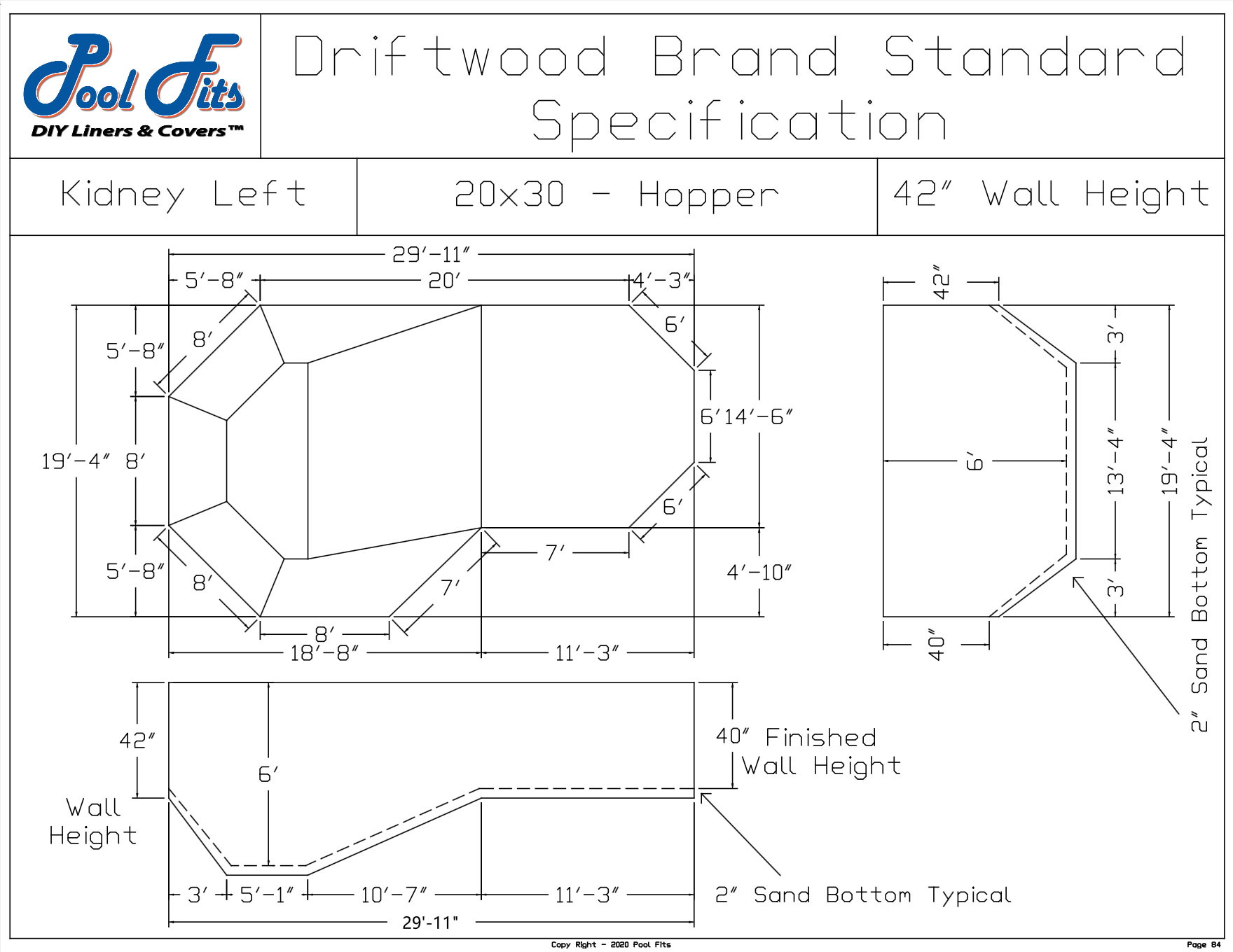 Driftwood 20'x30' Kidney Left Hopper Spec Sheet