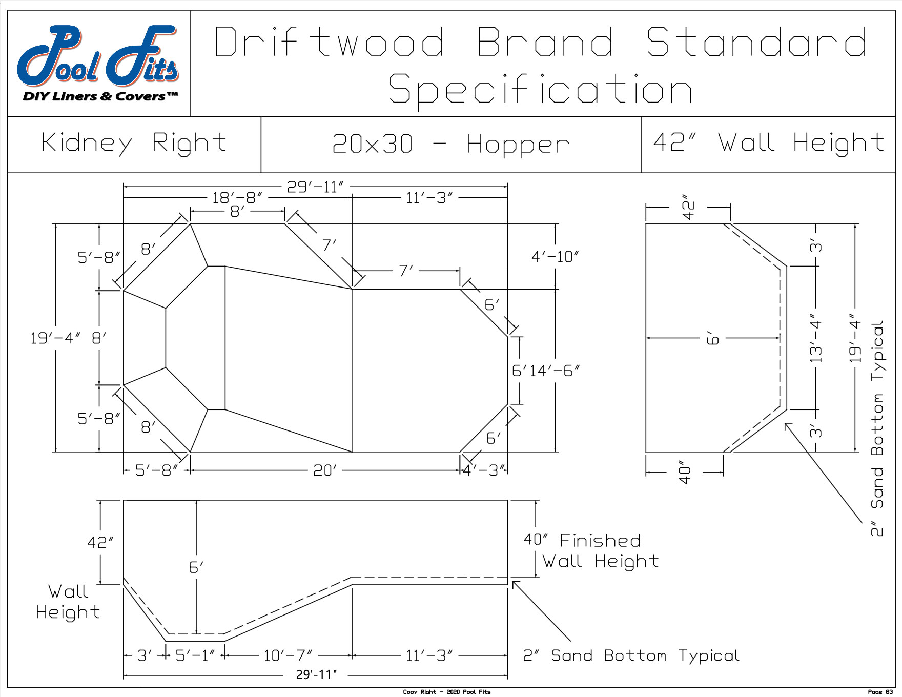 Driftwood 20'x30' Kidney Right Hopper Spec Sheet