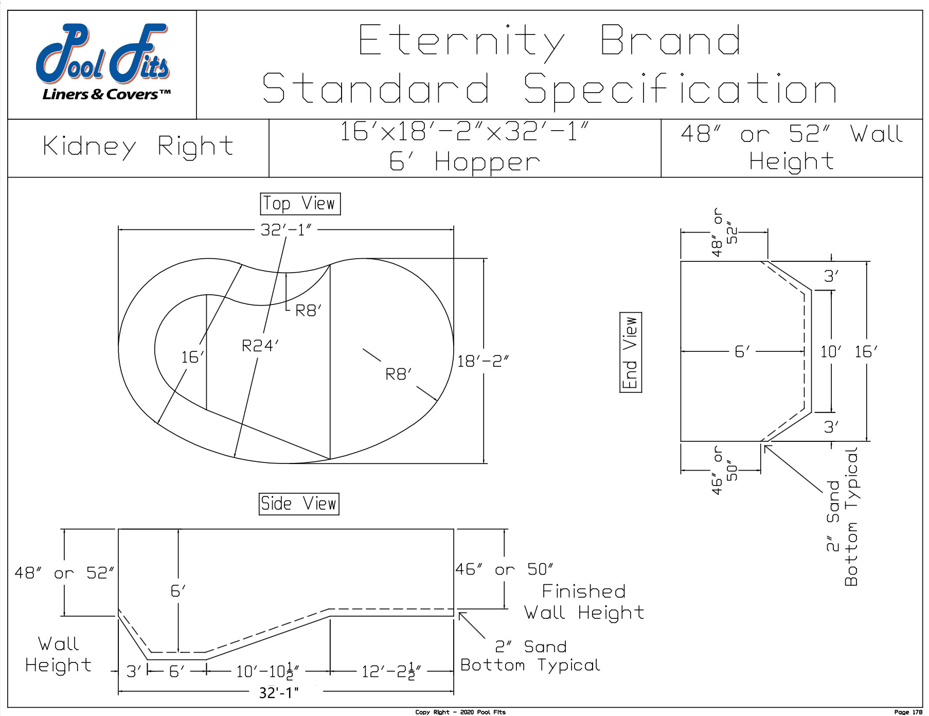 Eternity 16'x32' Kidney Right Hopper Spec Sheet