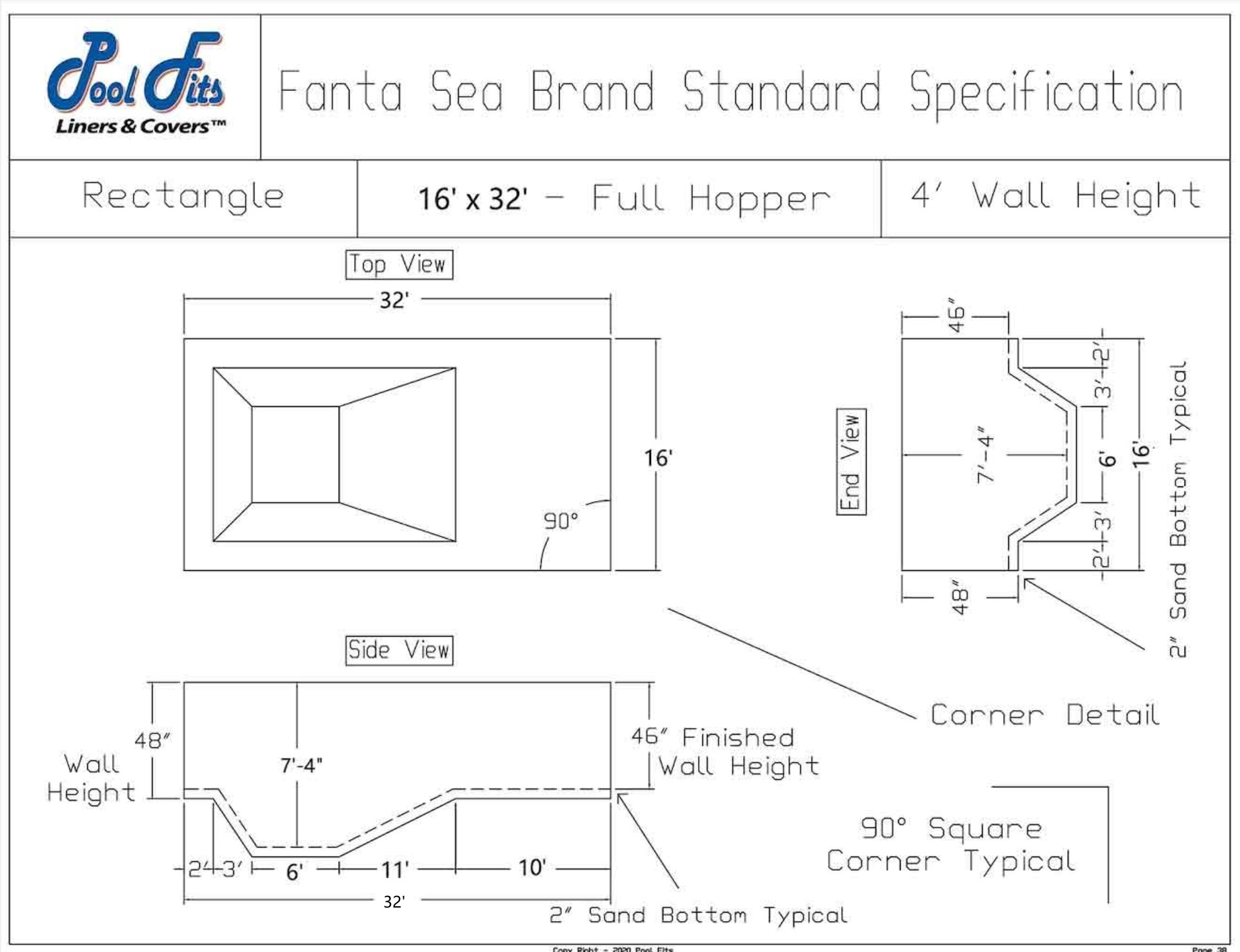 Fanta Sea 16'x32' Rectangle Full Hopper Spec Sheet