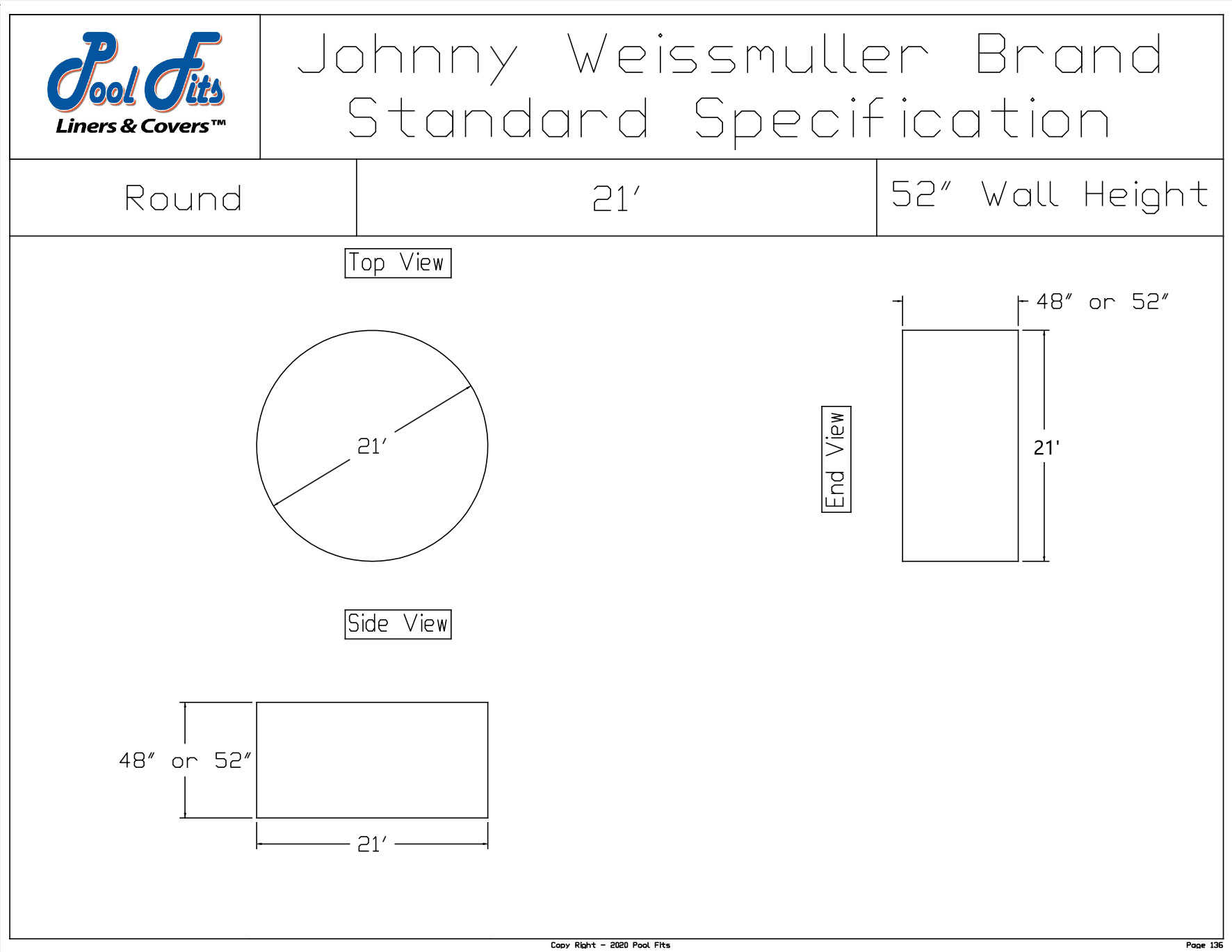 Johnny Weissmuller 21' Round Flat Bottom Spec Sheet