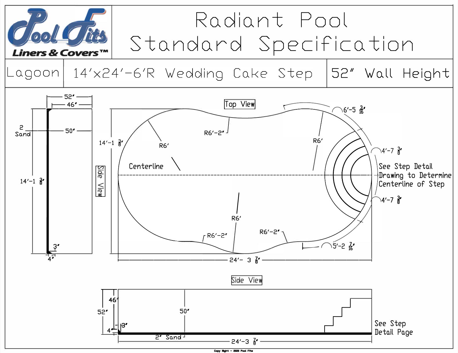 Radiant 14'x24' Blue Lagoon With 6' Wedding Cake Step