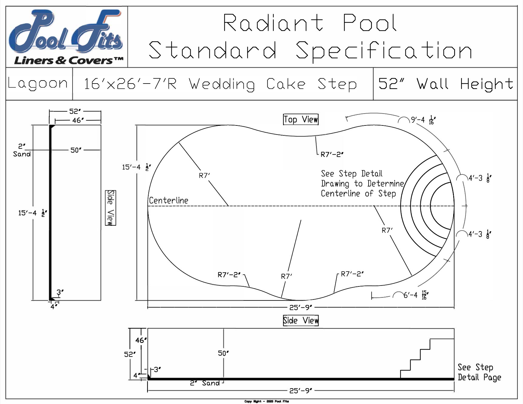 Radiant 16'x26' Blue Lagoon With 7' Wedding Cake Step