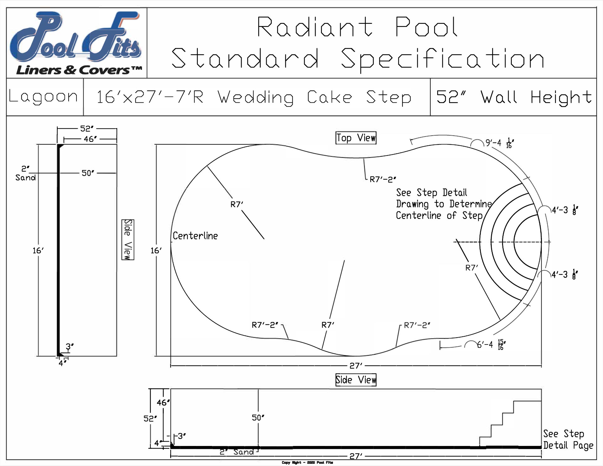 Radiant 16'x27' Blue Lagoon With 7' Wedding Cake Step