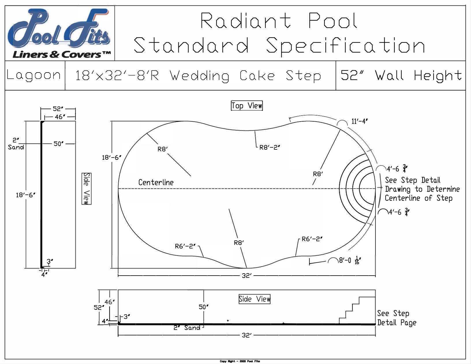 Radiant 18'x32' Blue Lagoon With 8' Wedding Cake Step