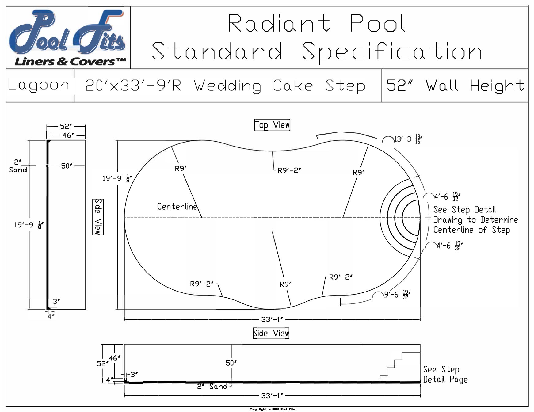 Radiant 20'x33' Blue Lagoon With 9' Wedding Cake Step
