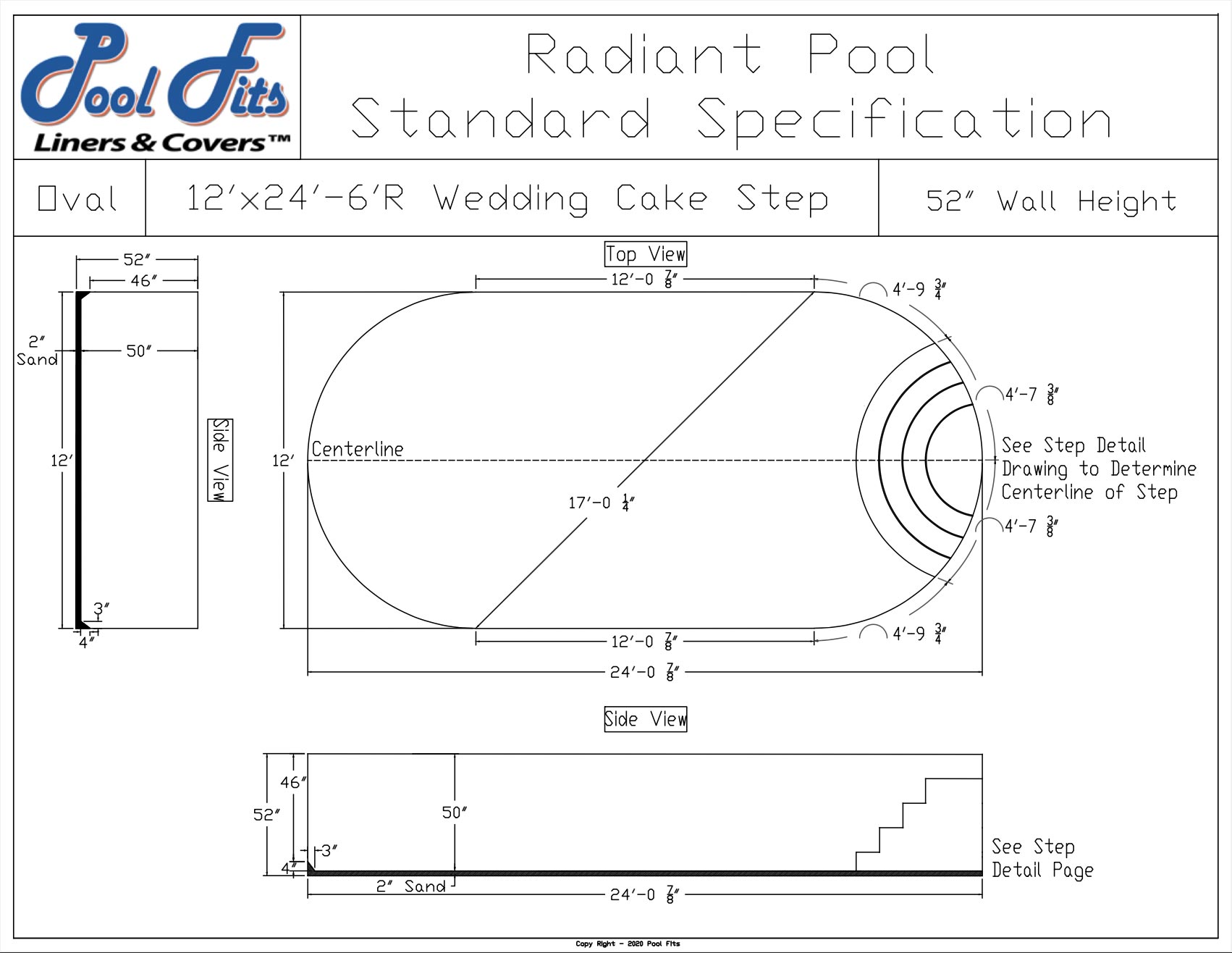 Radiant 12'x24' Oval With 6' Wedding Cake Step
