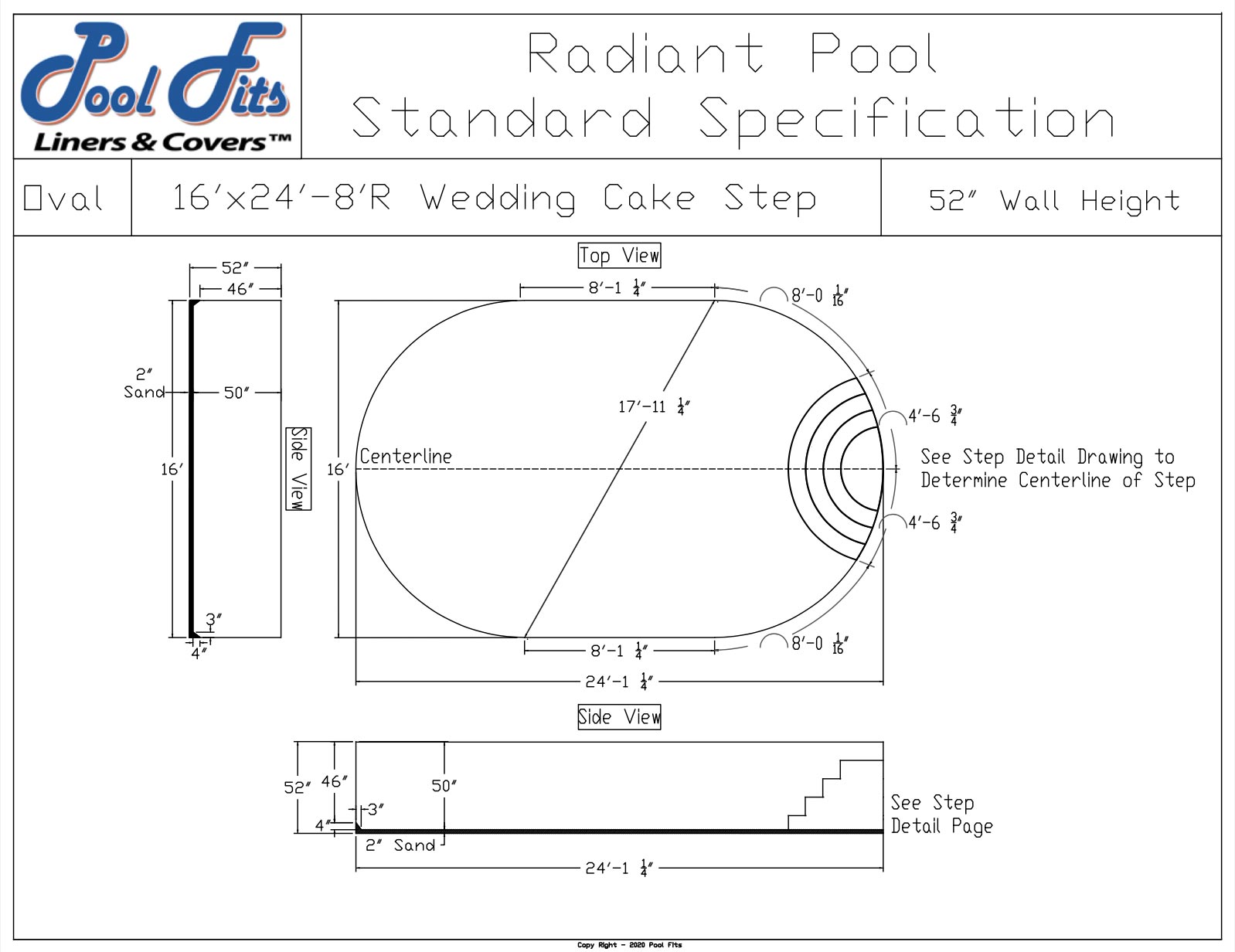 Radiant 16'x24' Oval With 8' Wedding Cake Step