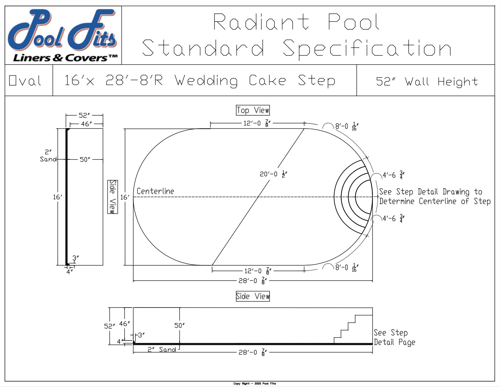 Radiant 16'x28' Oval With 8' Wedding Cake Step