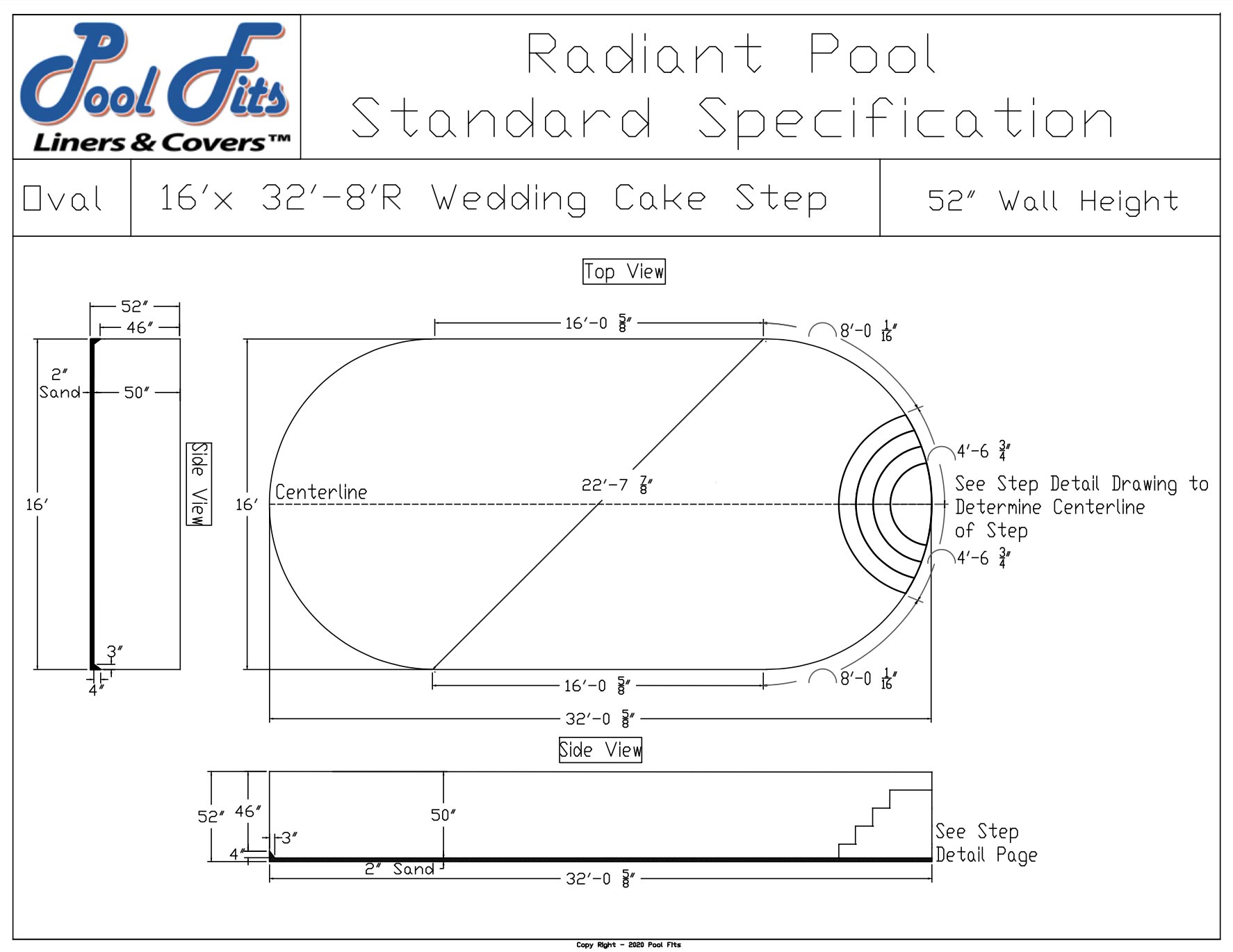 Radiant 16'x32' Oval With 8' Wedding Cake Step