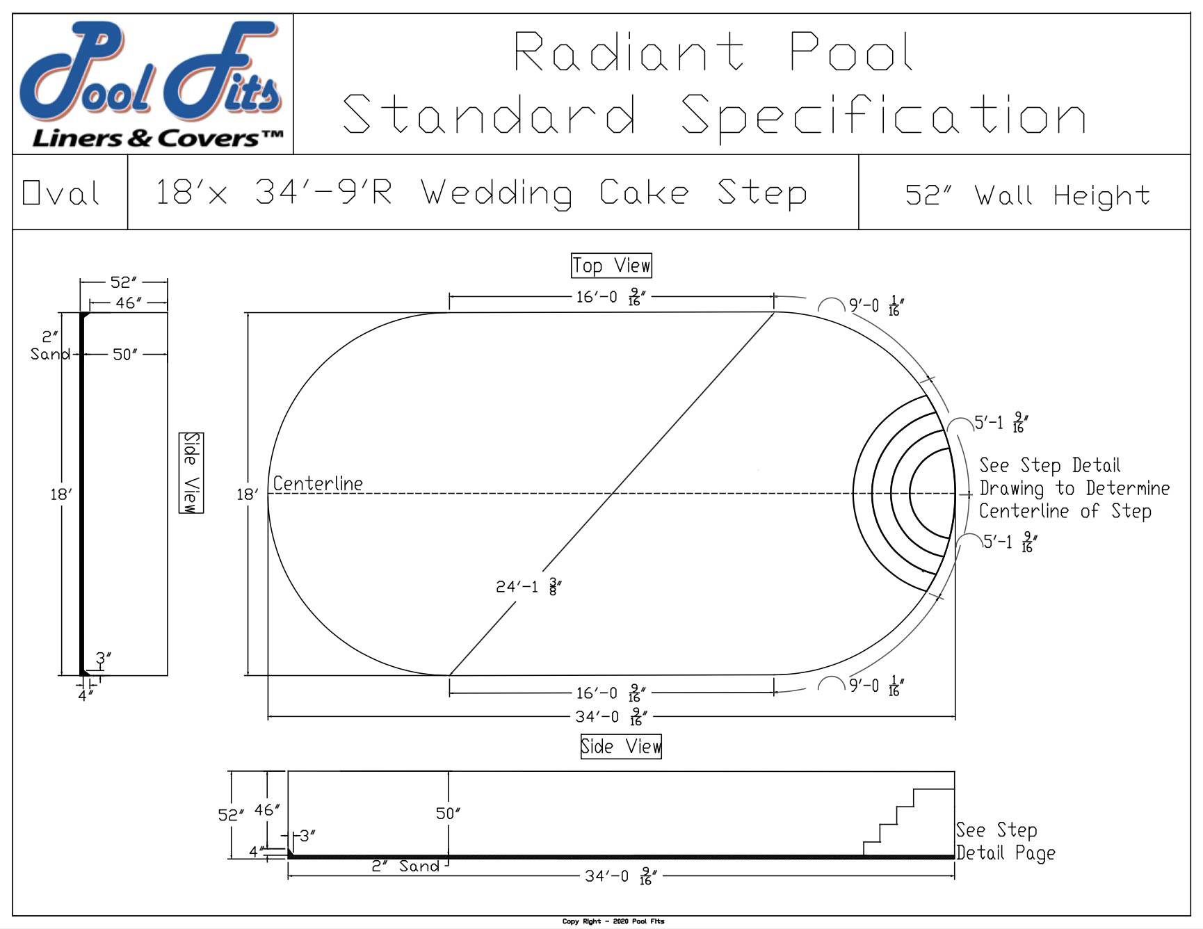 Radiant 18'x34' Oval With 9' Wedding Cake Step