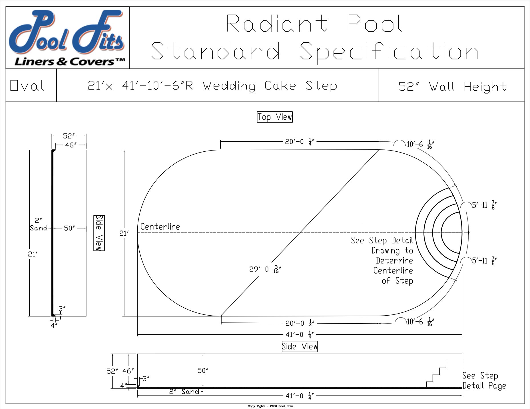 Radiant 21'x41' Oval With 10'-6" Wedding Cake Step