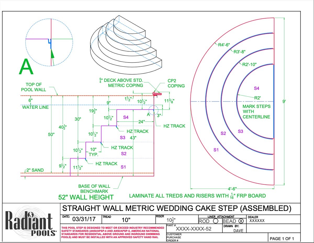 Radiant 9' Straight Wedding Cake Step