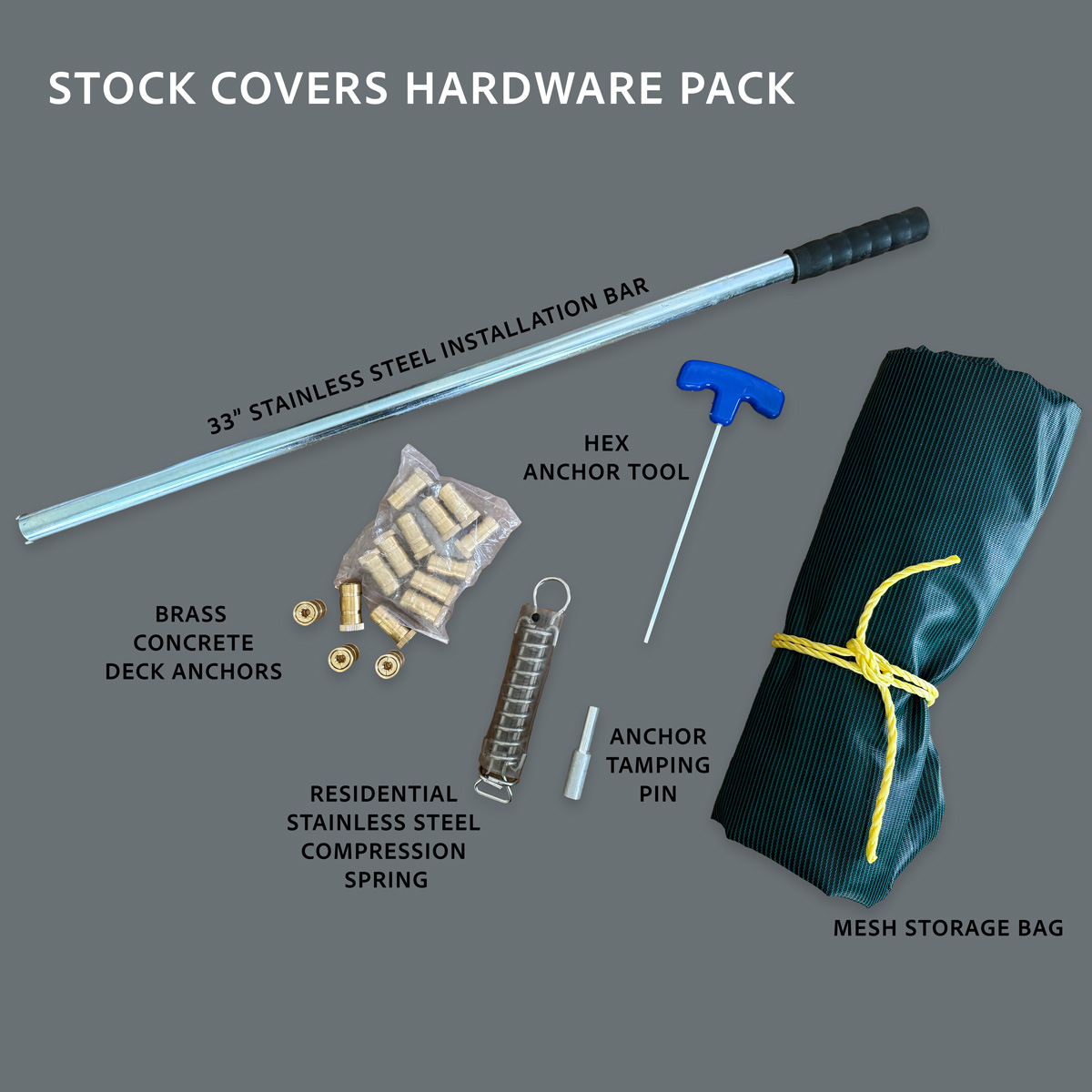 Inground Stock Safety Cover Hardware Pack - Pool Fits