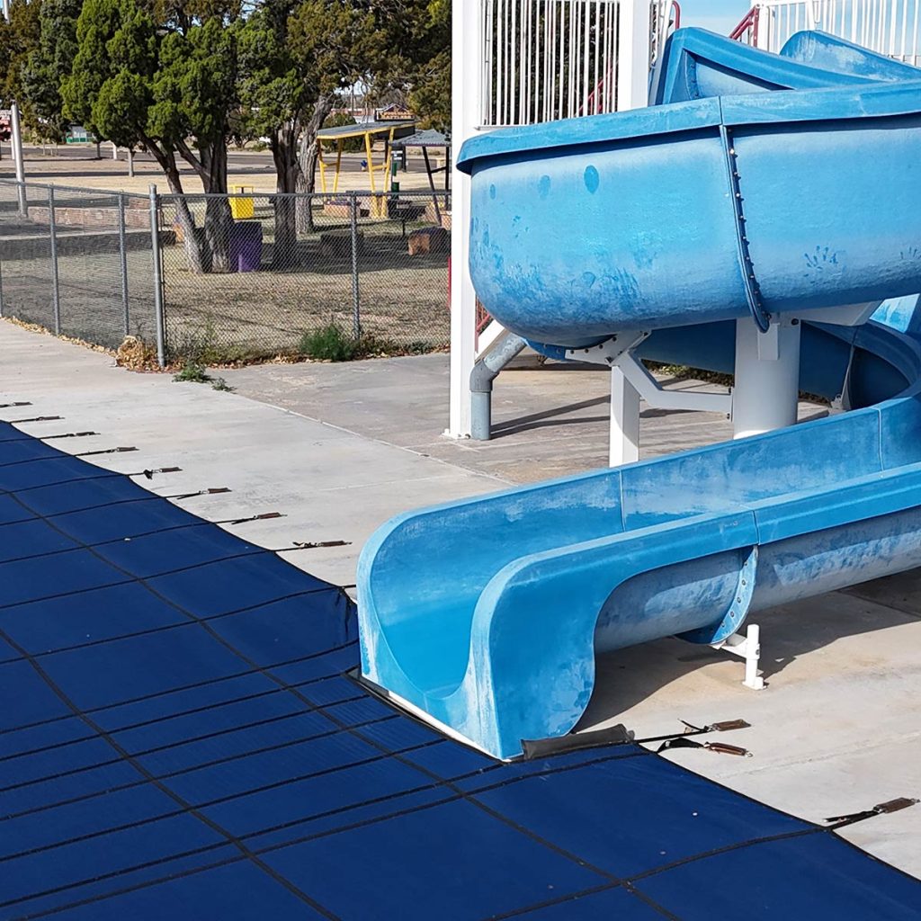 Custom Commercial Pool Safety Cover With Slide - Pool Fits - 1200x1200